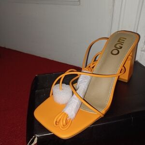 Orange ankle wrap sandals